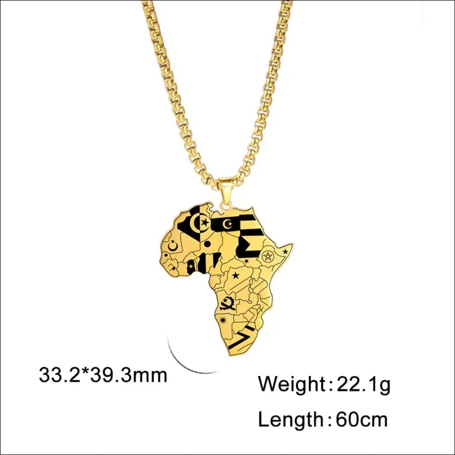 EUEAVAN African Map Pendant Necklaces for Women Men Vintage