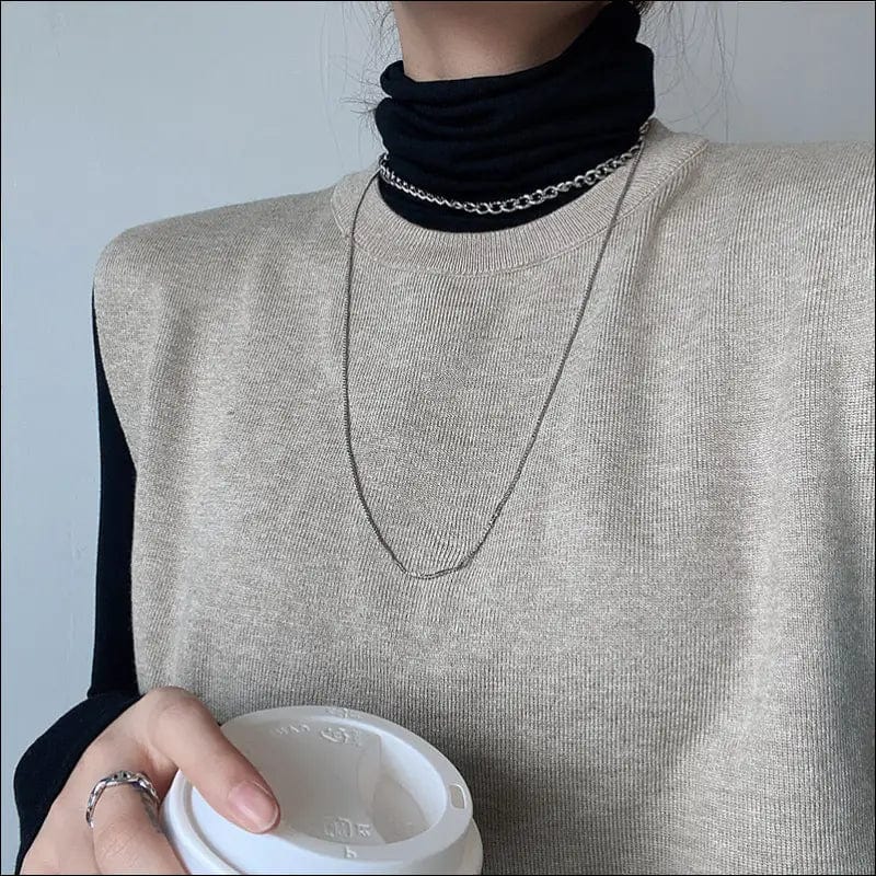 European and American double layer necklace female minimally