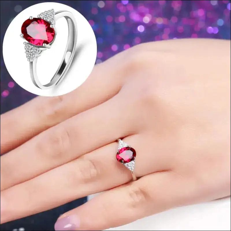 European and American hot elliptical red gem rings four-leg