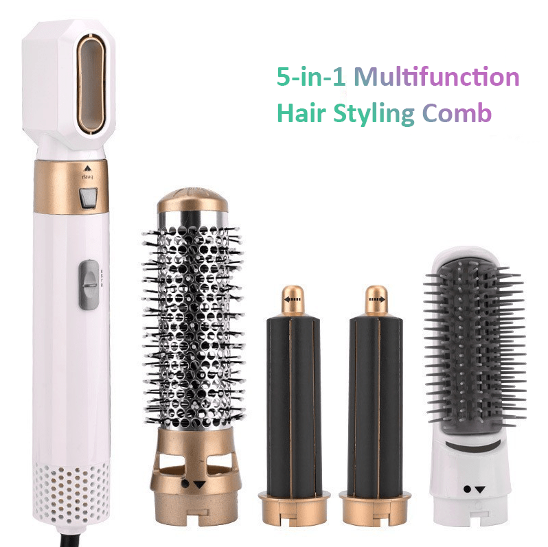 Cross-border e-commerce hair styling comb, electric hair dryer five-in-one hot air comb, automatic curling iron, curling straight