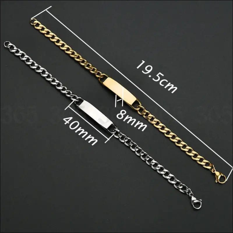 Fashion Customized Words Bar Chain Bracelet For Men