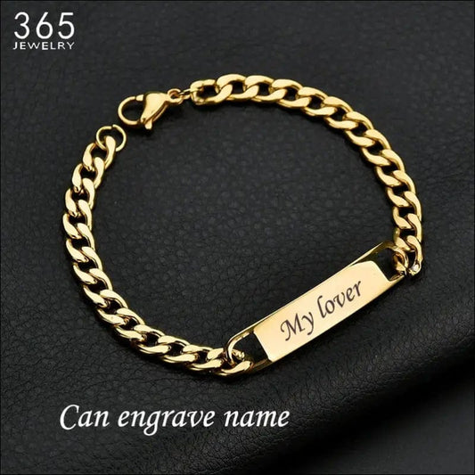 Fashion Customized Words Bar Chain Bracelet For Men