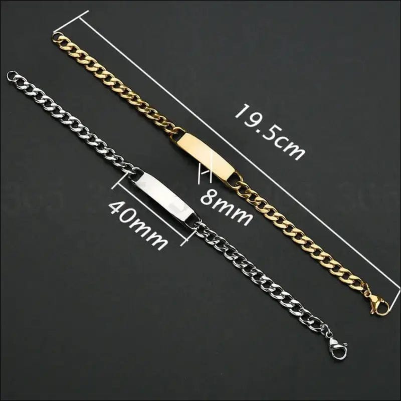 Fashion Customized Words Bar Chain Bracelet For Men