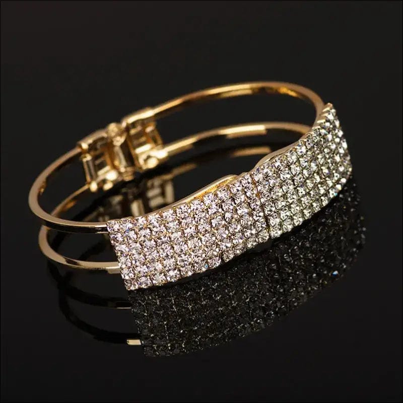 Fashion Gold Silver Color Rhinestones Cuff Bracelets Bangles