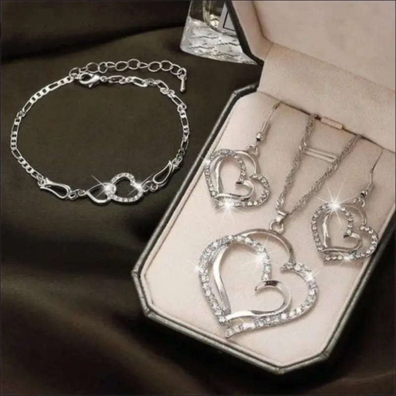 Fashion New Gold Color Silver Double Love Pendant Necklace