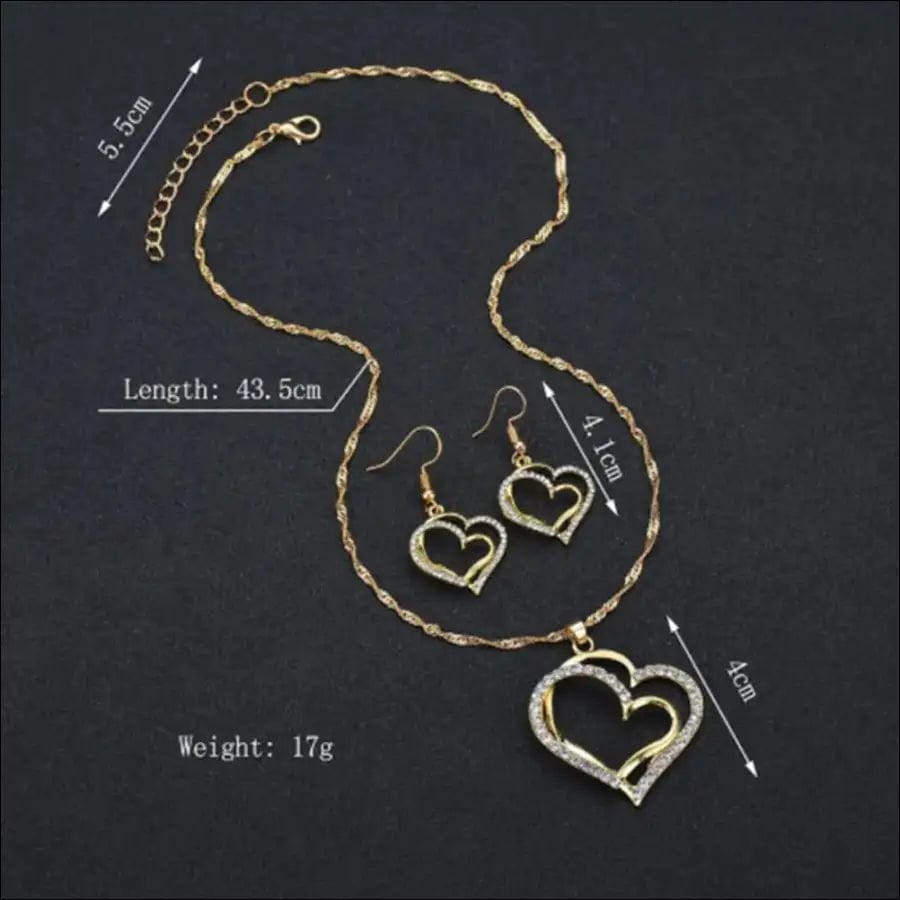 Fashion New Gold Color Silver Double Love Pendant Necklace