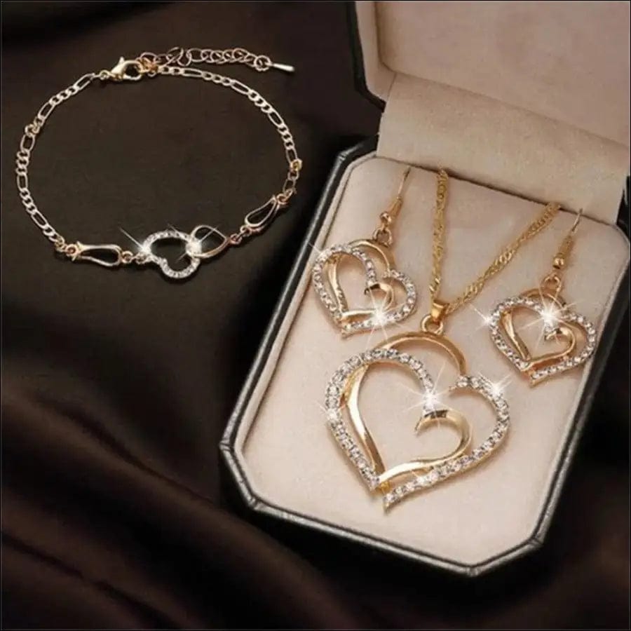 Fashion New Gold Color Silver Double Love Pendant Necklace