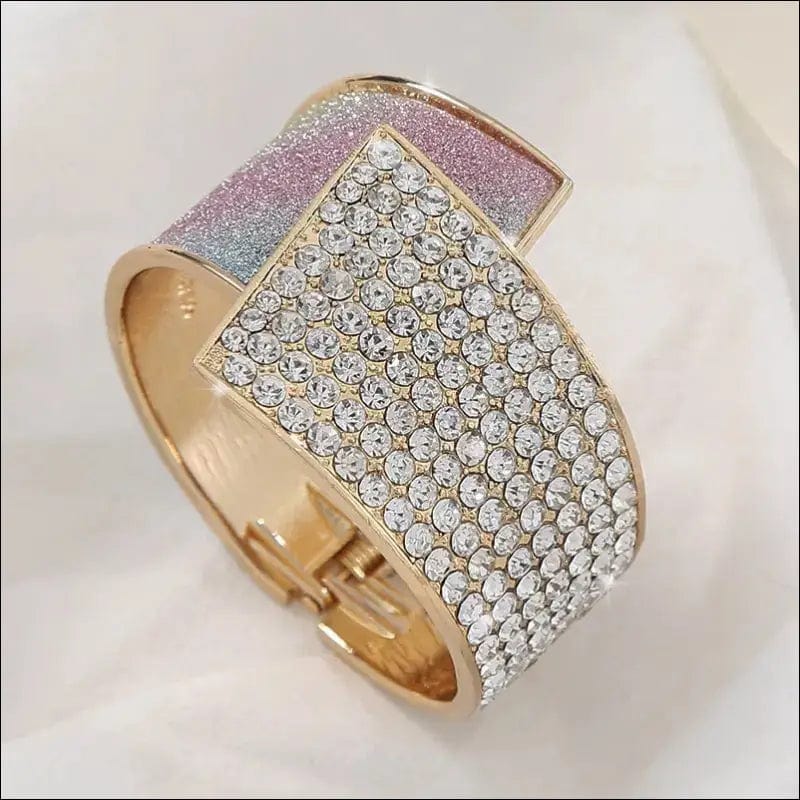 Fashion Personality Geometric Gold Cuff Zirconia Bracelet