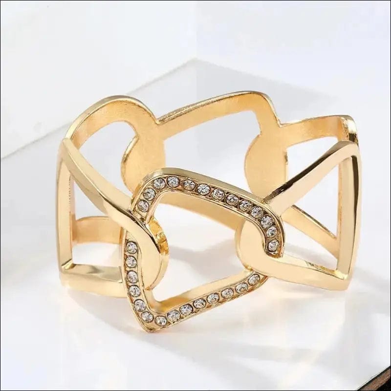 Fashion Personality Geometric Gold Cuff Zirconia Bracelet