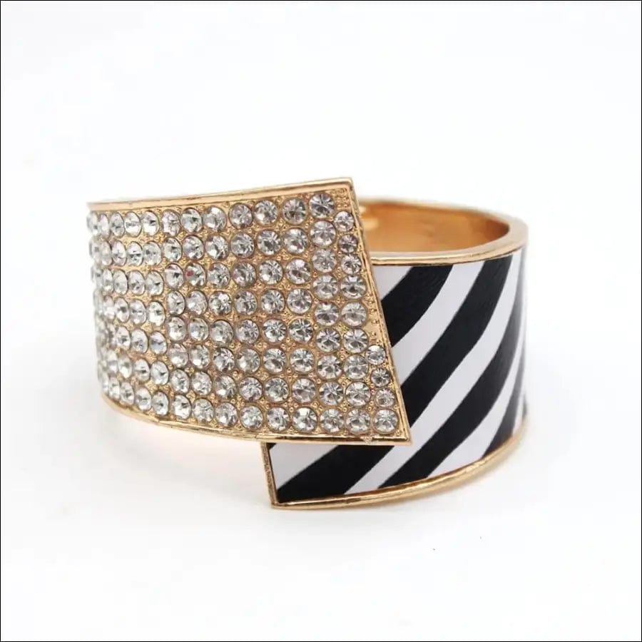 Fashion Personality Geometric Gold Cuff Zirconia Bracelet