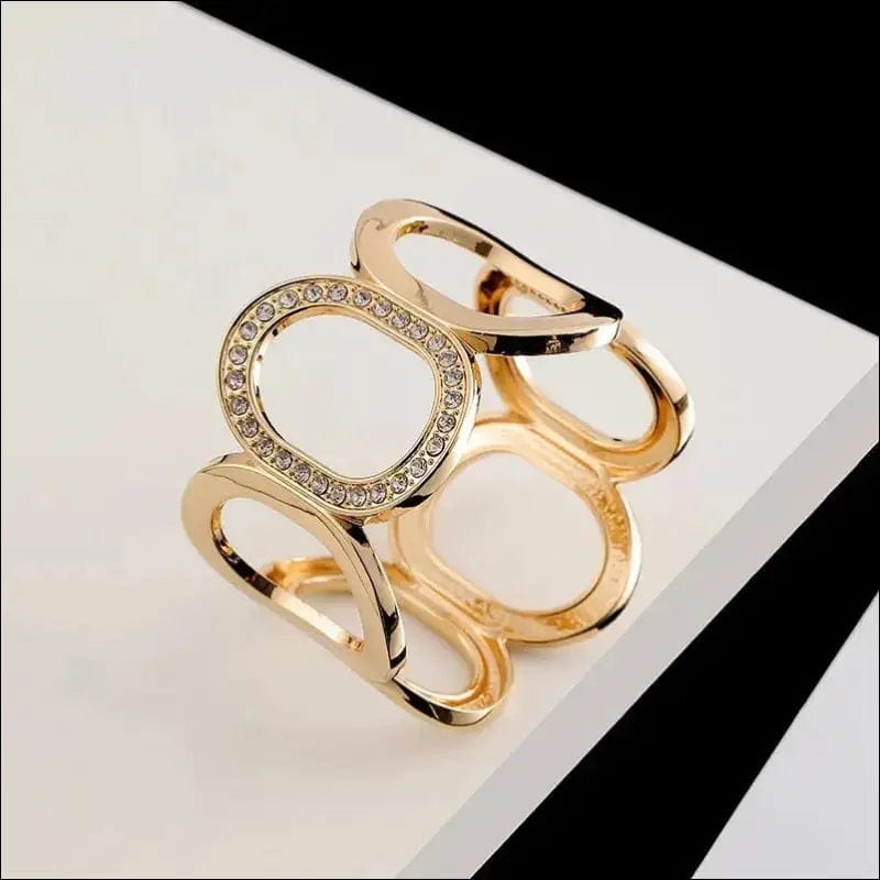 Fashion Personality Geometric Gold Cuff Zirconia Bracelet