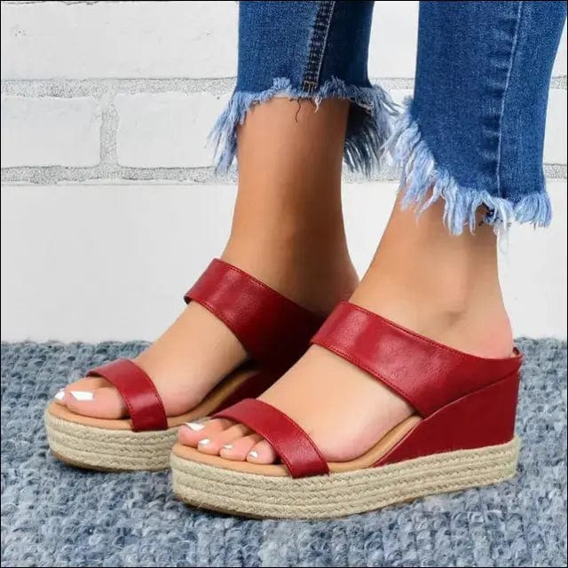 Fashionable Artificial PU Wedge Heel Women Sandals -