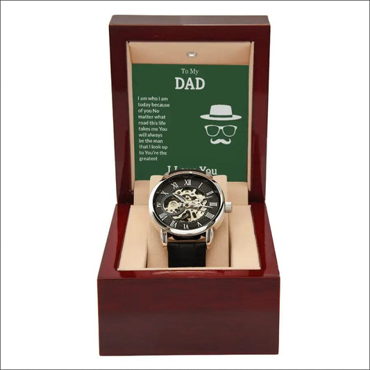 Father’s Day Genuine Leather Men’s Openwork Watch -
