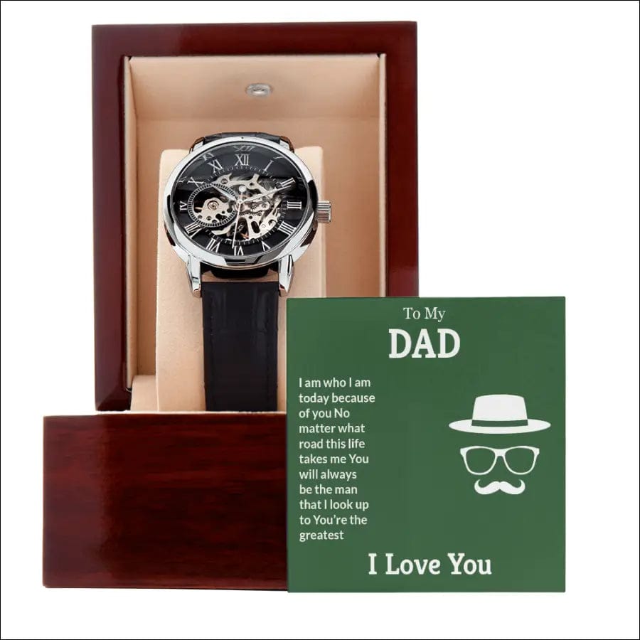 Father’s Day Genuine Leather Men’s Openwork Watch -