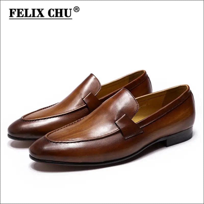 FELIX CHU Designer Fashion Mens Loafers Leather Handmade