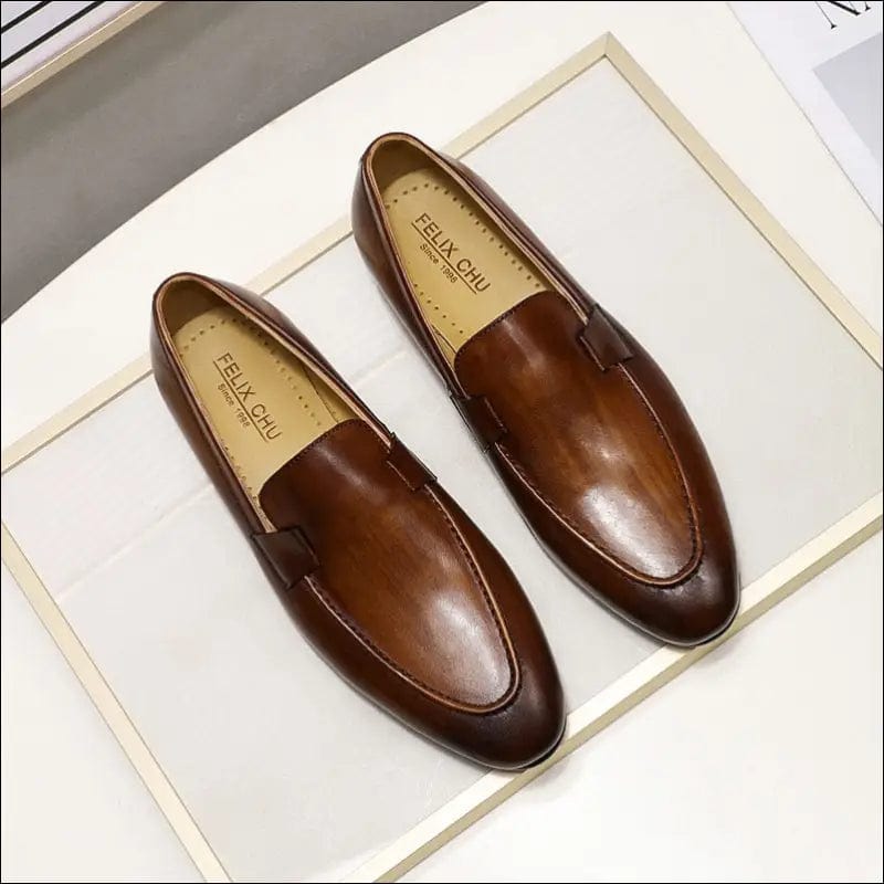 FELIX CHU Designer Fashion Mens Loafers Leather Handmade