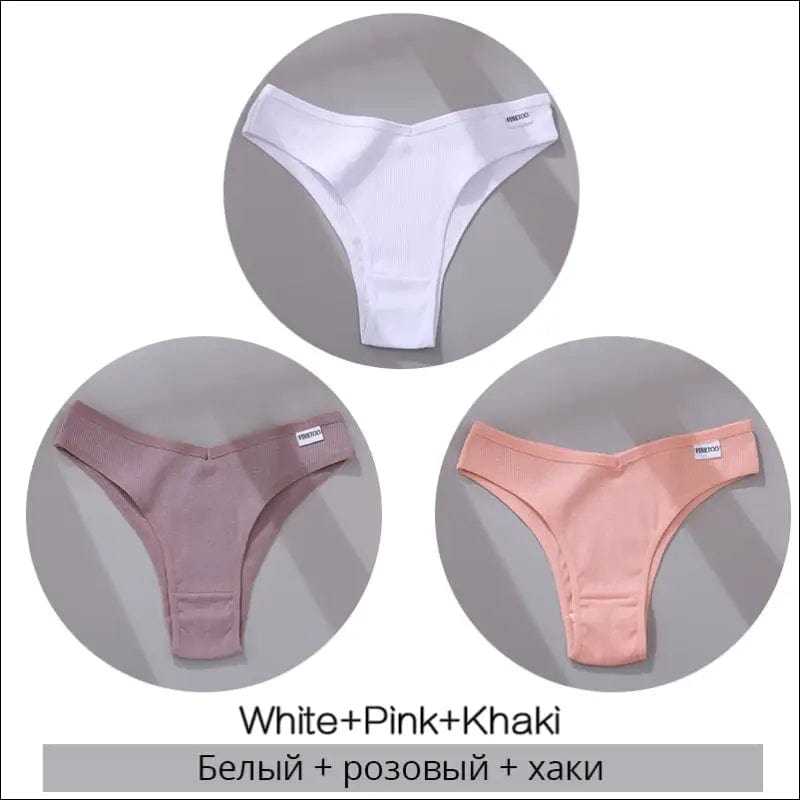 FINETOO Cotton Brazilian Panties Women Sexy V Waist G-String