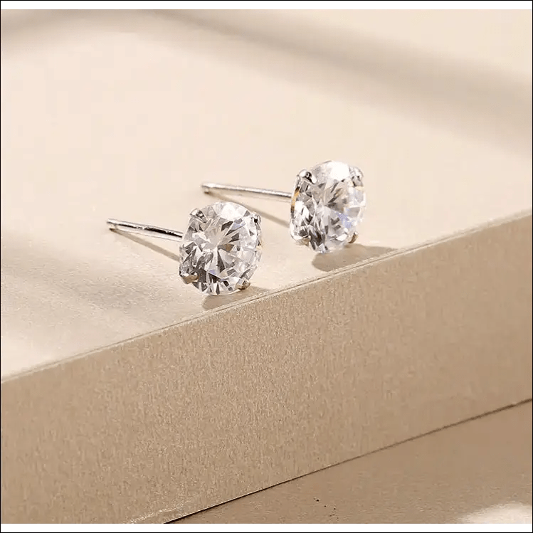 Font SF S925 earrings sterling silver diamond four-claw