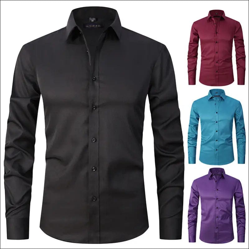 Four-sided stretch shirt men’s long-sleeved Amazon hot sale