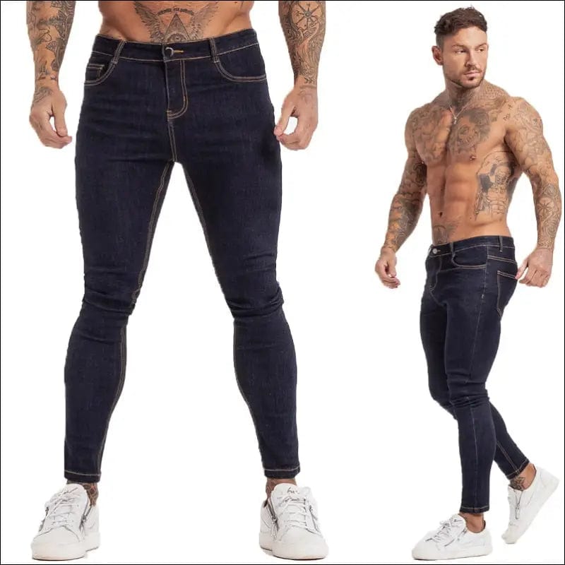 GINGTTO Jeans Men Elastic Waist Skinny 2020 Stretch Ripped