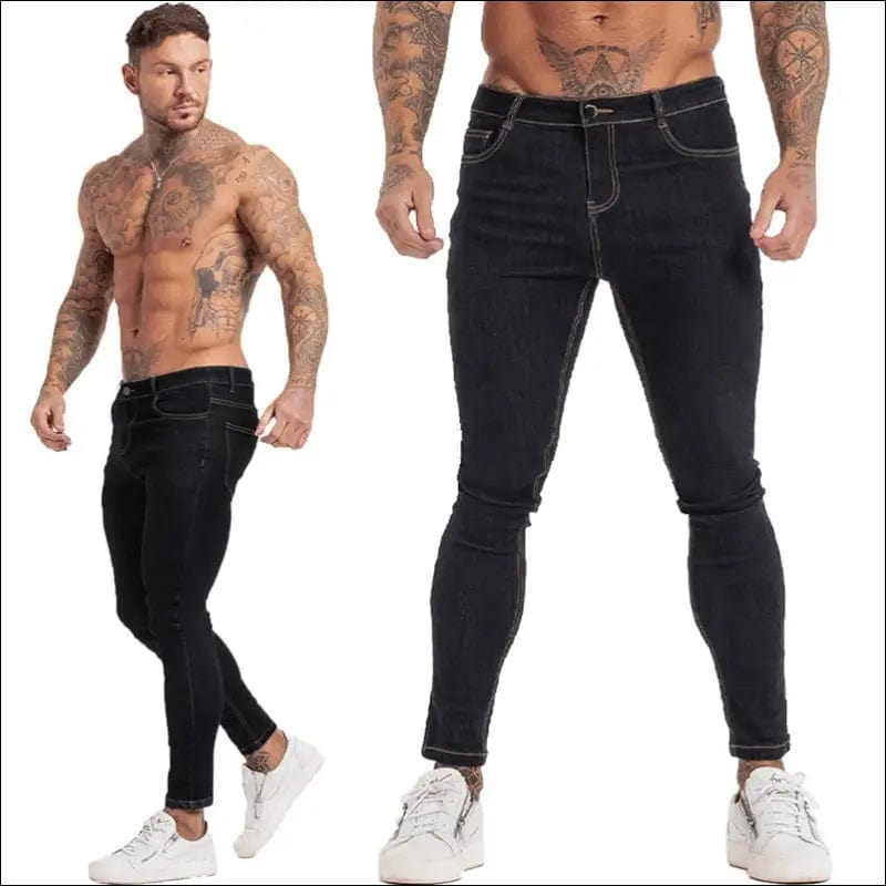 GINGTTO Jeans Men Elastic Waist Skinny 2020 Stretch Ripped