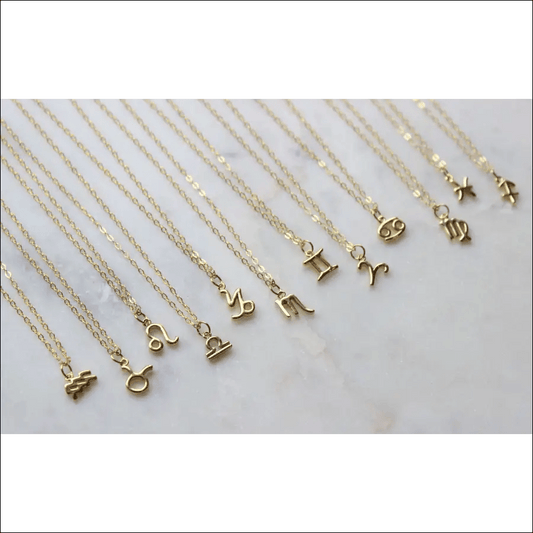 Gold Zodiac Necklace Jewelry Charm - aries - 61955231-aries