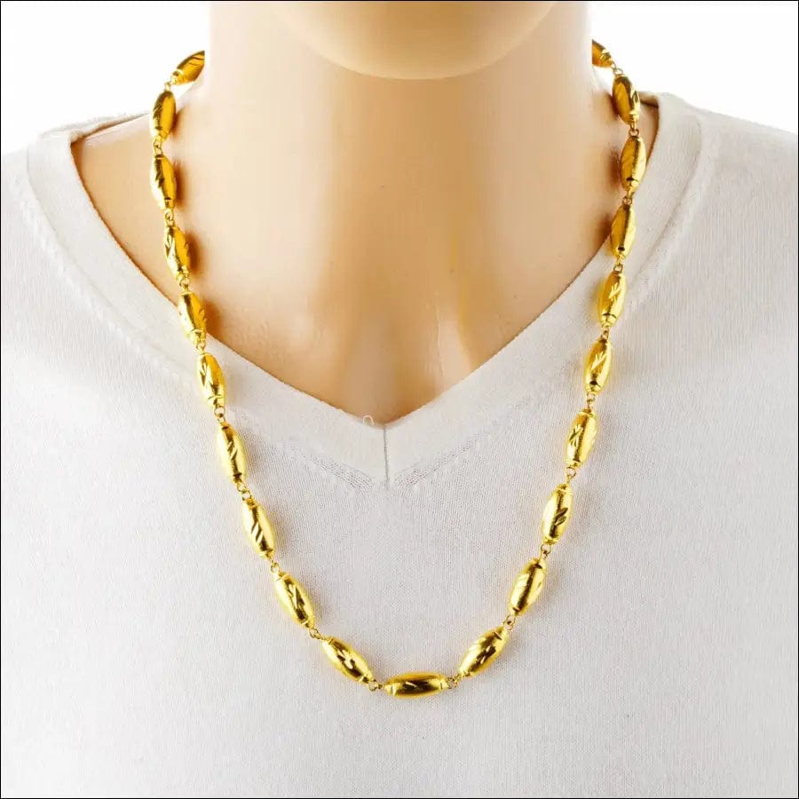 Golden shop with 4K true gold solid olive necklace men’s