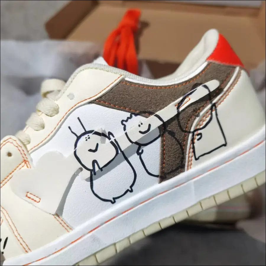 Guochao graffiti niche mandarin duck small white shoes ins