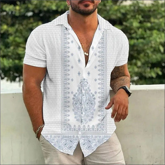 Hawaiian Men’s Shirt Simple Pattern Short Sleeve Clothes