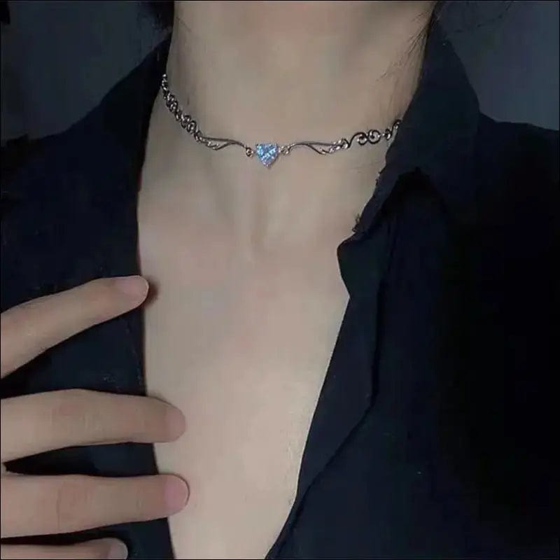 Heart Crystal Choker Necklace - 35524638-default-title