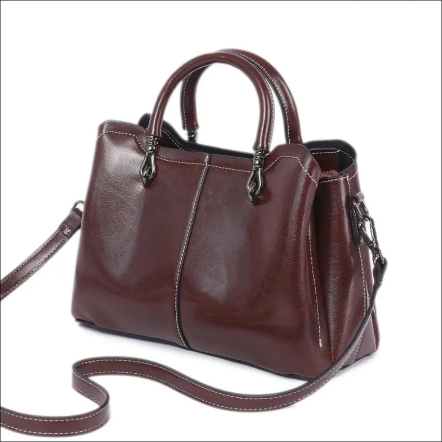 High-Capacity Zipper Splicing Handbag Shoulder Bag - Coffee