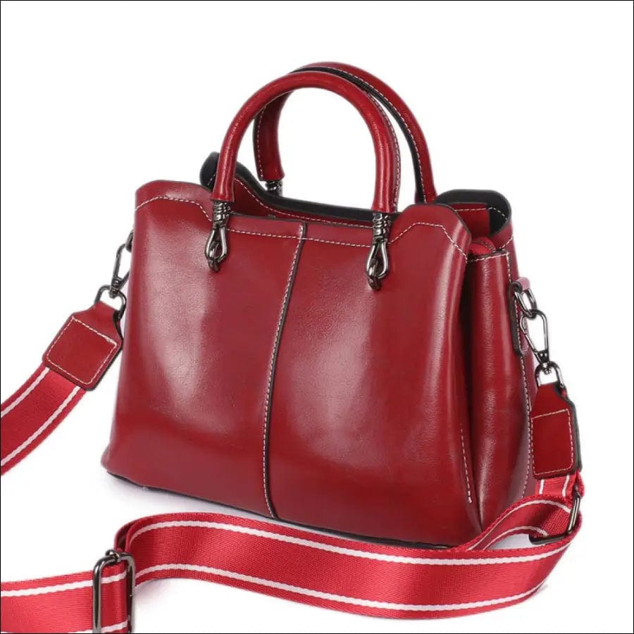 High-Capacity Zipper Splicing Handbag Shoulder Bag - Red -