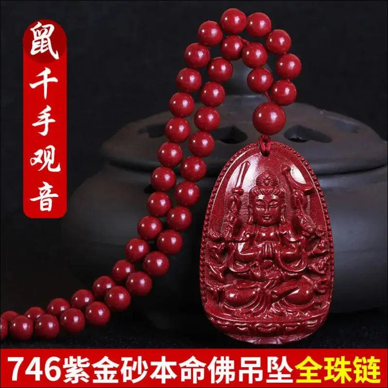 High content Zijin cinnabar crane thousand hand Guanyin