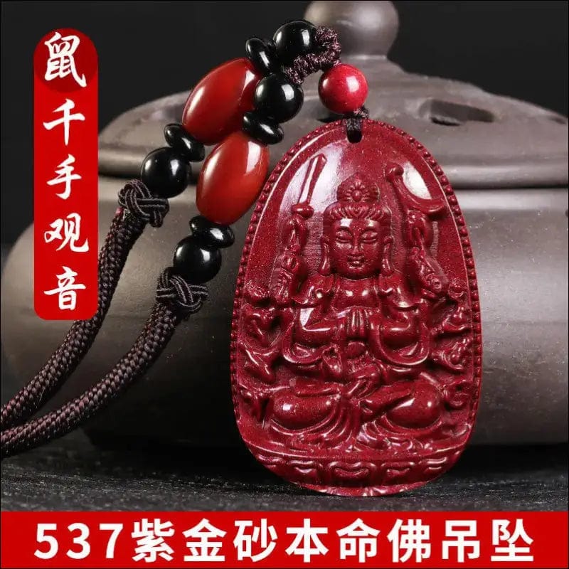 High content Zijin cinnabar crane thousand hand Guanyin