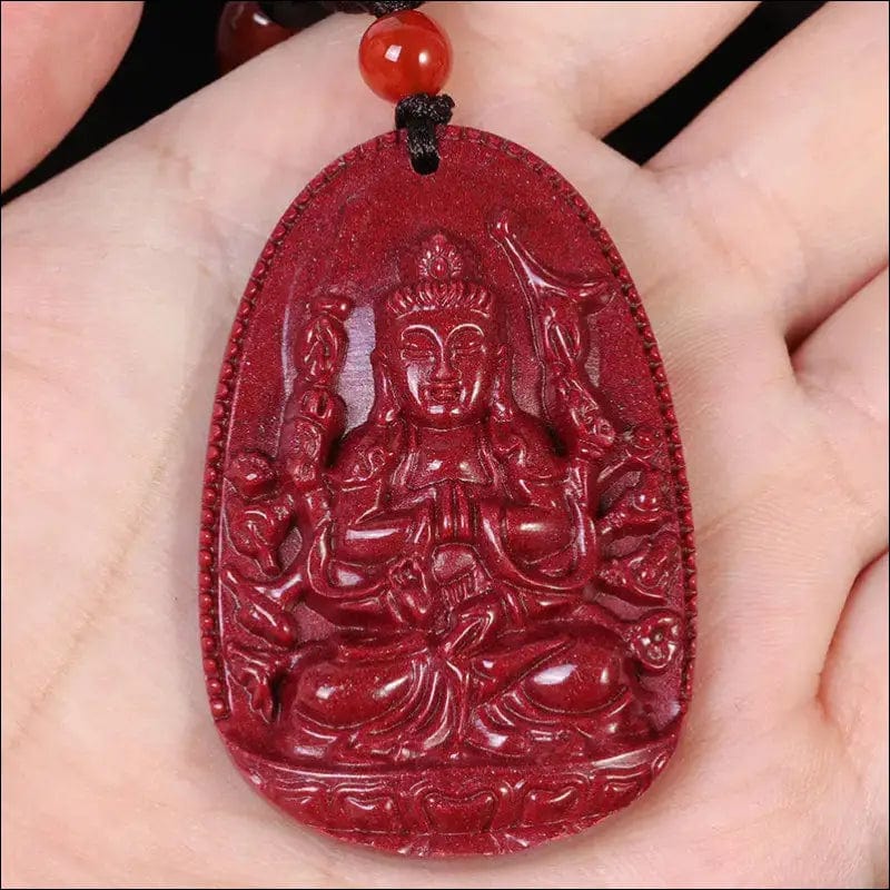 High content Zijin cinnabar crane thousand hand Guanyin