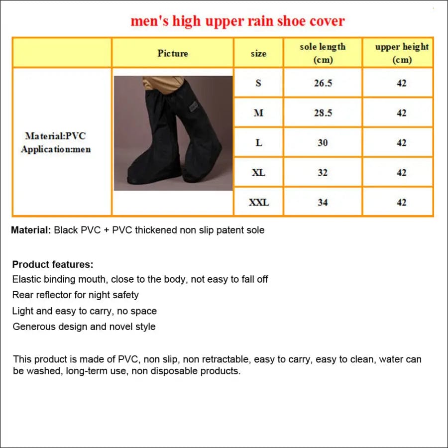 High Tube Men Black Boots Waterproof Thick Rainproof Shoe