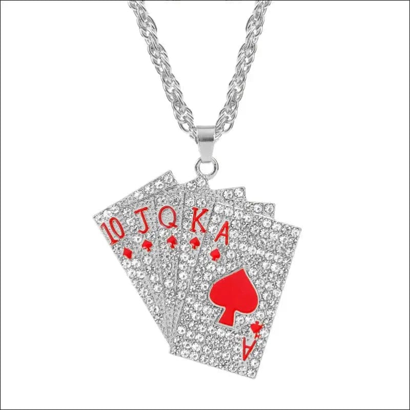 Hip Hop Jewelry Women Men Statement Enamel Playing Cards