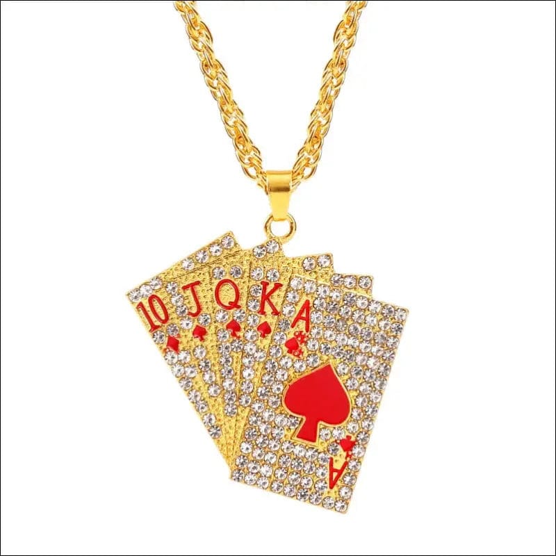 Hip Hop Jewelry Women Men Statement Enamel Playing Cards