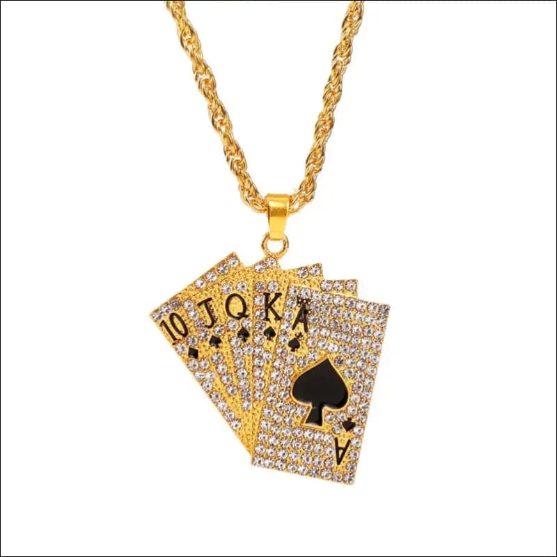 Hip Hop Jewelry Women Men Statement Enamel Playing Cards