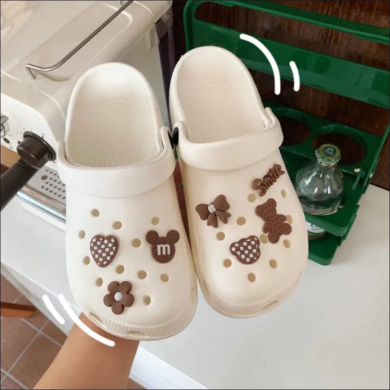 Hole shoes ins cute cartoon strawberry bear girl heart