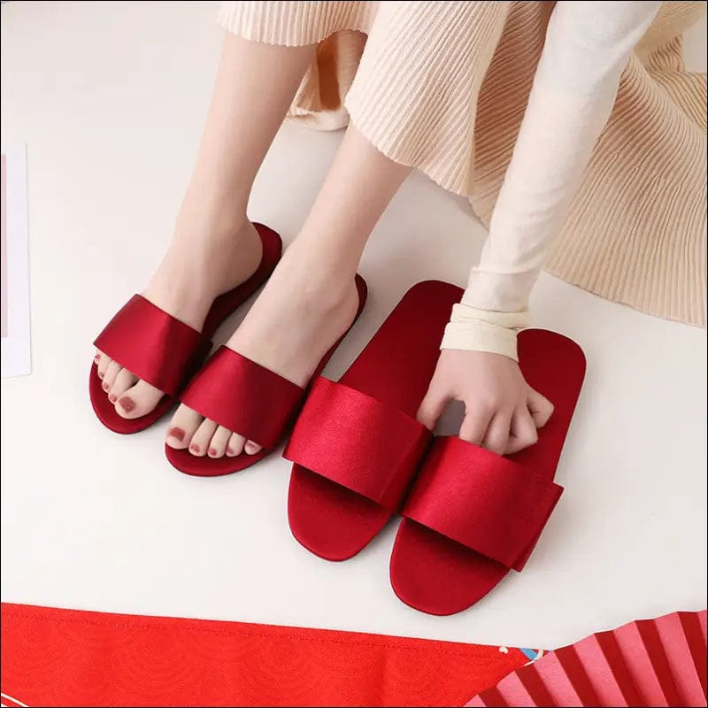 Home net red summer slippers women’s satin Dirt cloth word