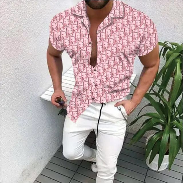 Hot Sale Men’s Hawaii Shirt casual slim Turn-down Collar
