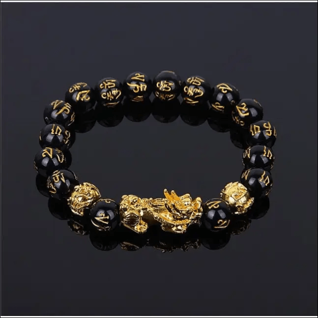 Imitation obsidian plated gold bracelet men and women
