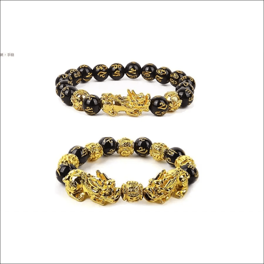 Imitation obsidian plated gold bracelet men and women