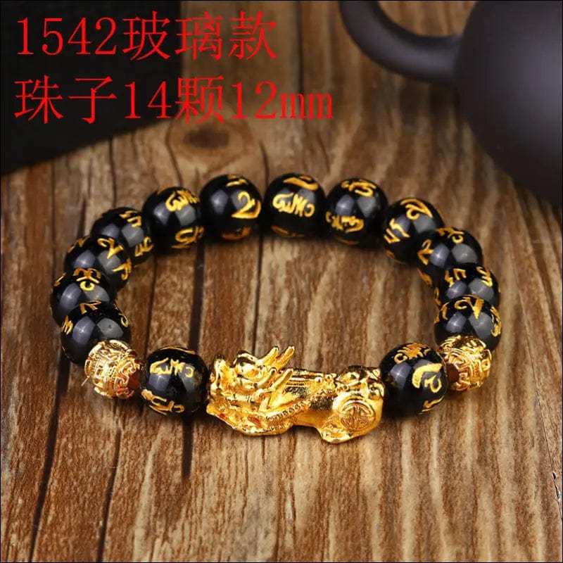 Imitation obsidian plated gold bracelet men and women