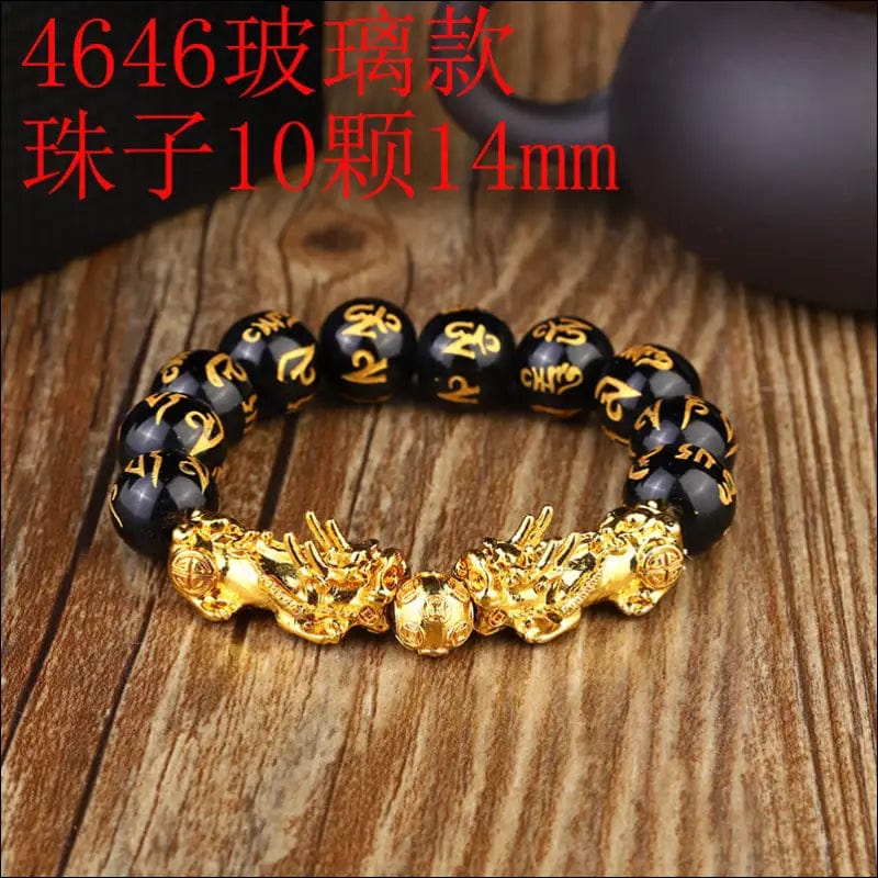 Imitation obsidian plated gold bracelet men and women