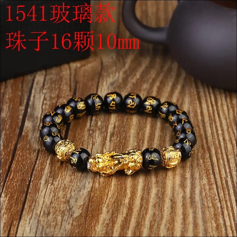 Imitation obsidian plated gold bracelet men and women