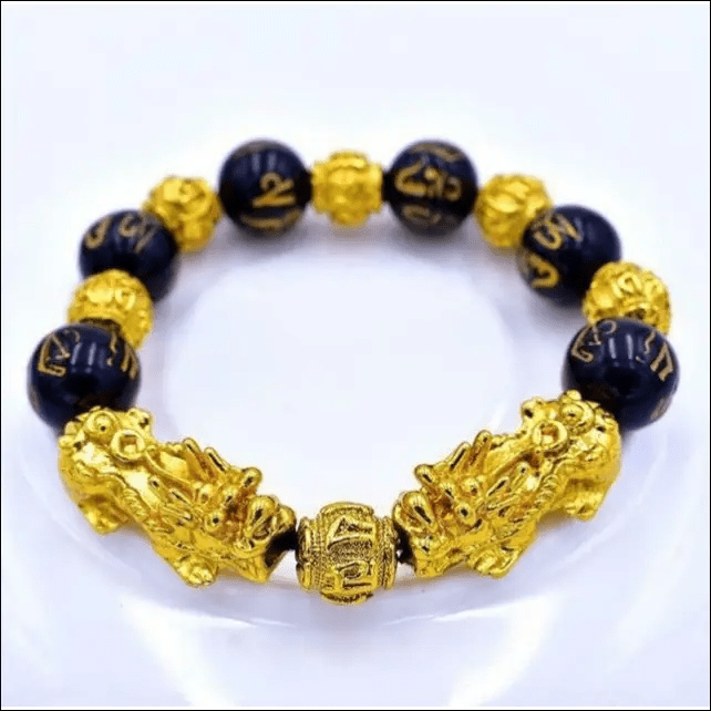 Imitation obsidian plated gold bracelet men and women