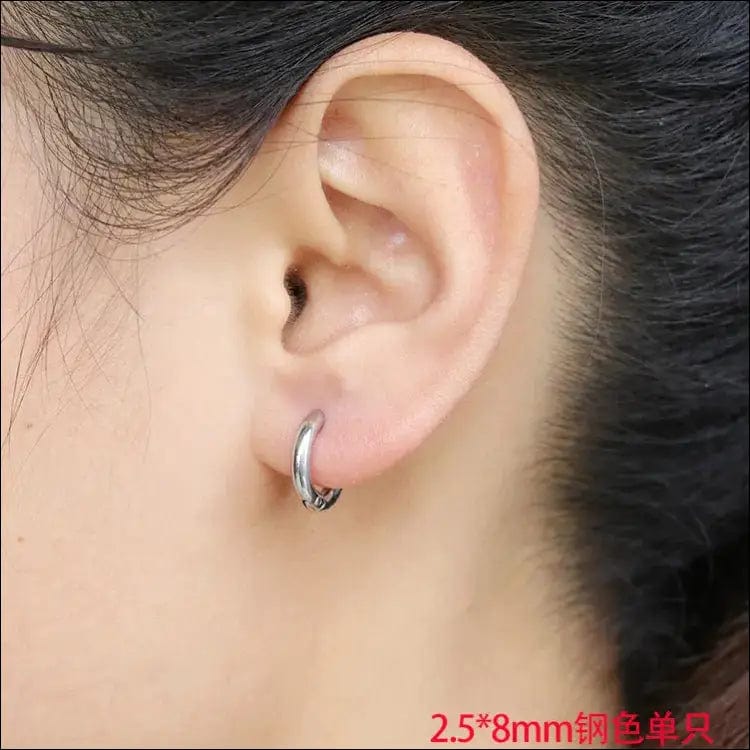 Japanese and Korean men’s earrings stainless steel coil