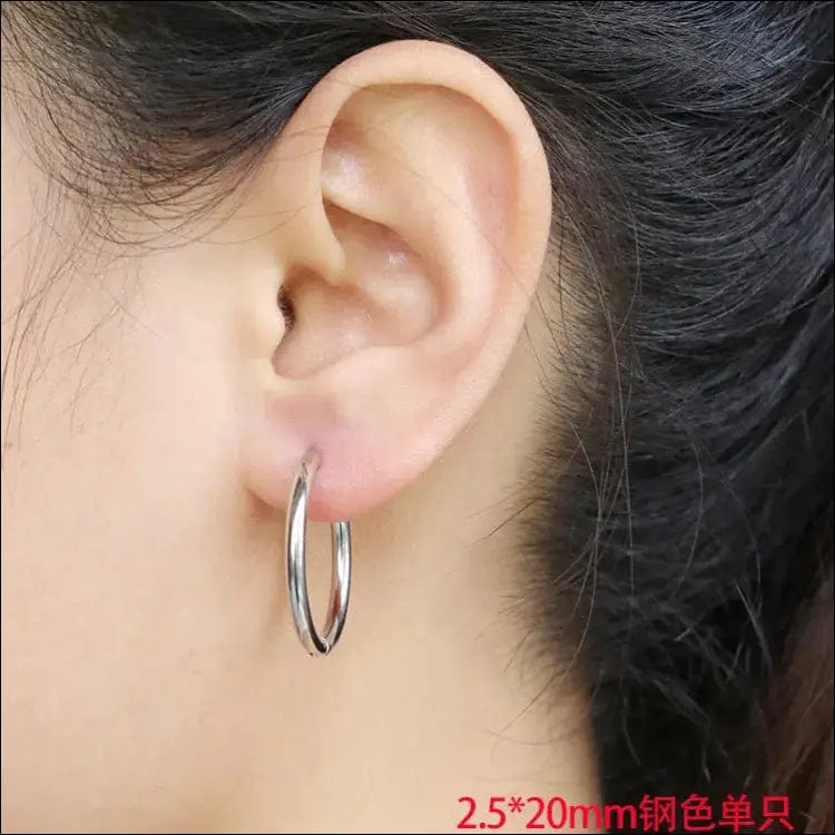 Japanese and Korean men’s earrings stainless steel coil